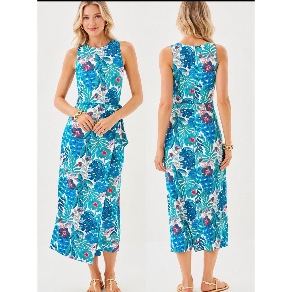 LILLY PULITZER ESTELA MIDI DRESS SZ XL BREEZY AQUA NWT